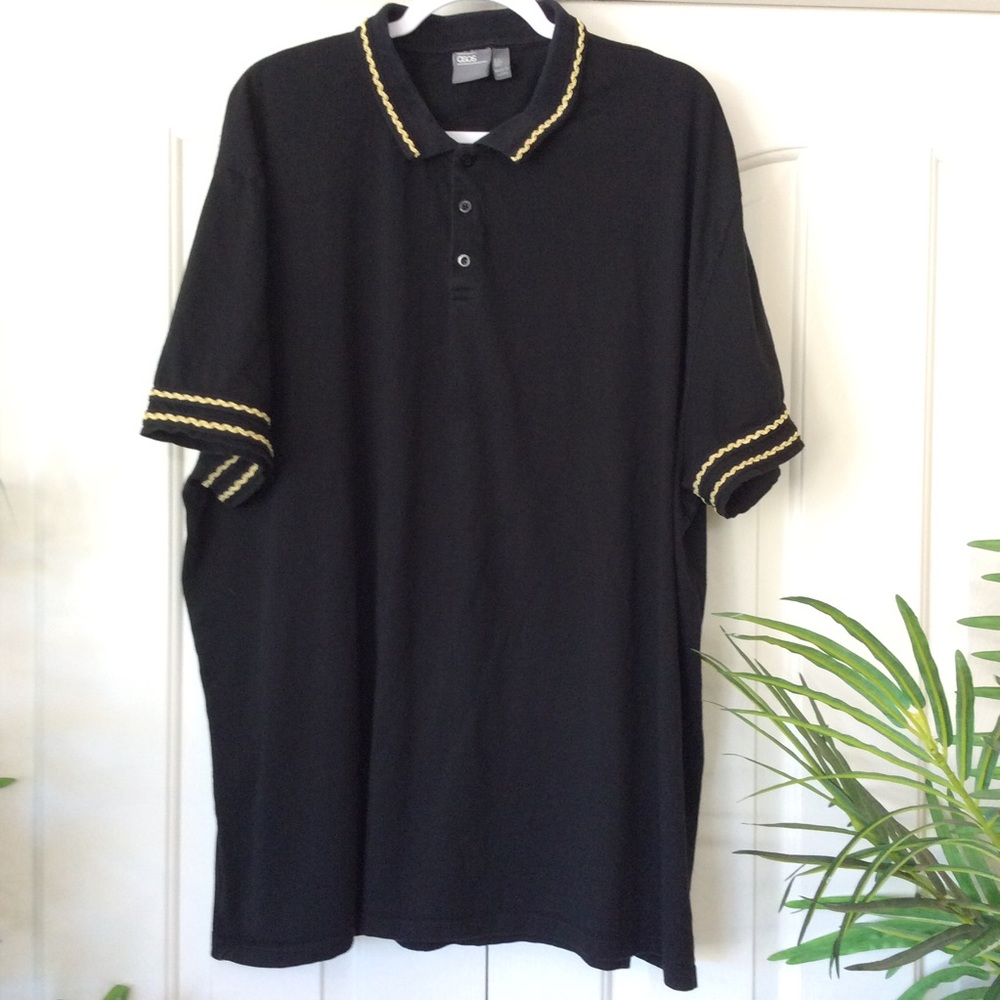 ASOS 6X Black W/Gold Braid Women’s Polo Shirt